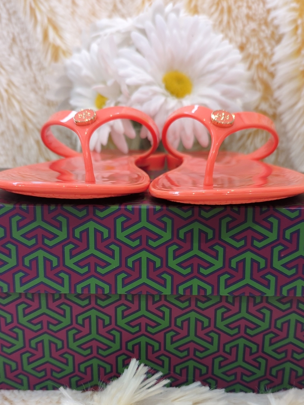 ❣️🩴Tory Burch Coral Gloss candy fluo color Jelly Thong Sandals🩴❣️ - Picture 6 of 9